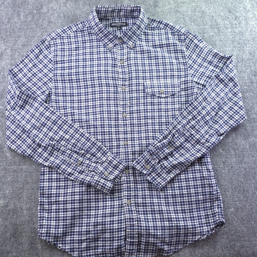 J Crew Mercantile Flex Shirt Large Blue Check Long Sleeve Button‎ Down Pocket